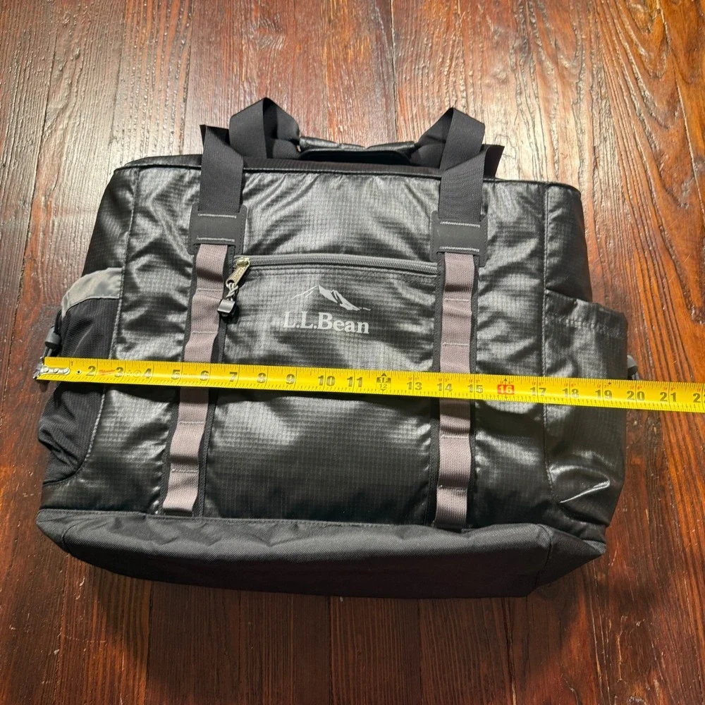 LL Bean Adventure‎ Tote Bag Convertible Backpack Black Nylon Water Resistant EUC